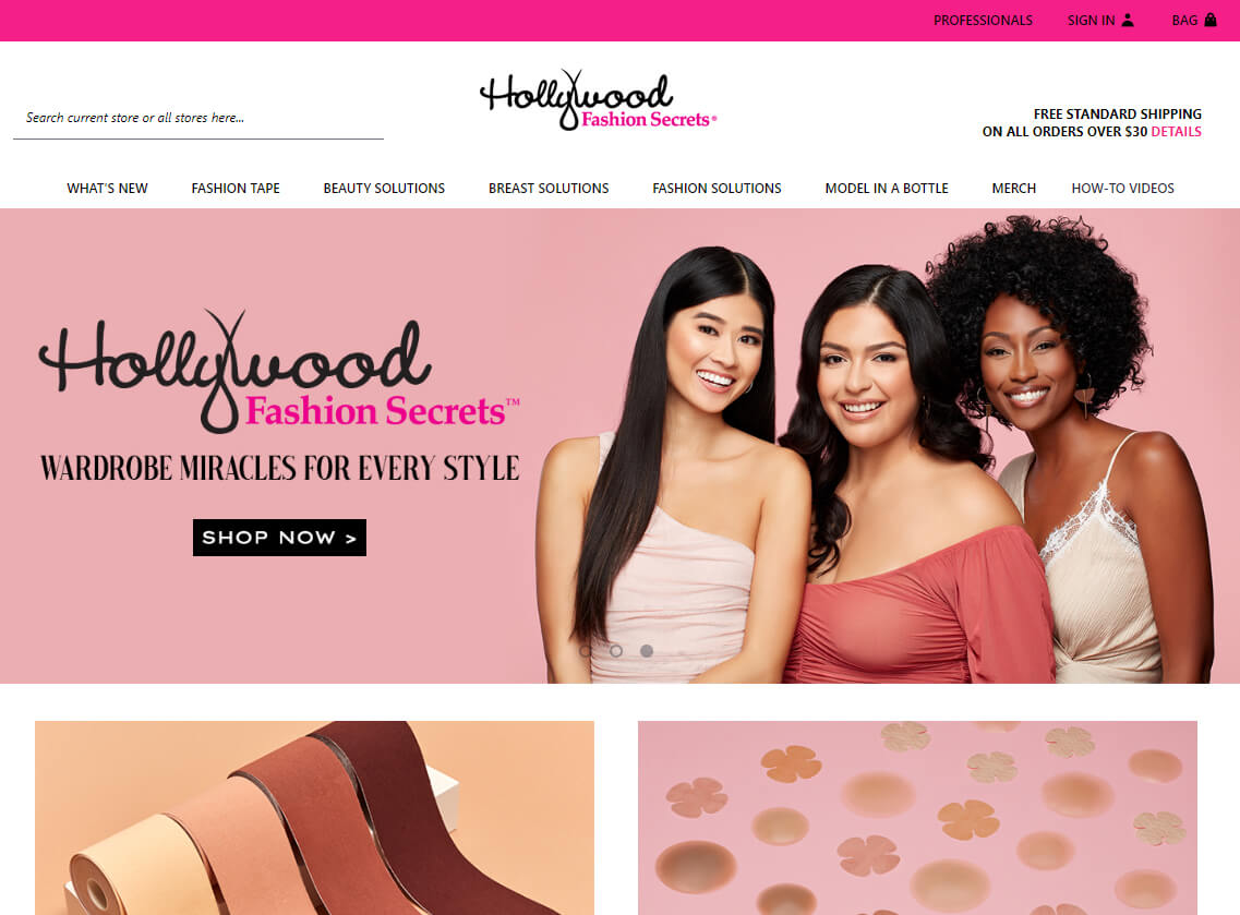Hollywood Fashion Secrets website design project